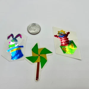 Vintage 80’s HAMBLY Foil Sticker Lot Pinwheel Top Hat Rabbit Jack in the Box - Picture 1 of 7