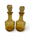 Lot de 2 bouteilles de décanteur d'apothicaire vintage en verre ambré avec bouchons 7" de haut