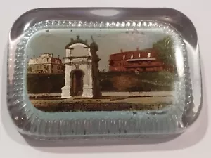 Canopy Over Plymouth Rock Cole's Hill Mass Advertising Glass Paperweight - Picture 1 of 18