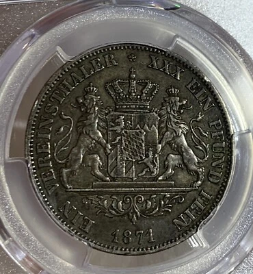 Germany, Bavaria, KM 888 Thaler 1871 18,52 g. PCGS XF45 - Image 1 of 3