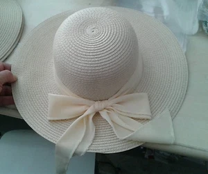 cappello beige elegante cerimonia taglia unica paglia hat cocktail donna mare - Foto 1 di 1