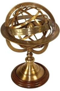 Brass Antique Finish Armillary Celestial Globe with Zodiac Engravings - Picture 1 of 4