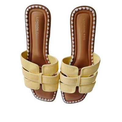 London Fog Mustard Yellow Slides Women 9.5 M Summer Beach Sandals - Image 1 of 4