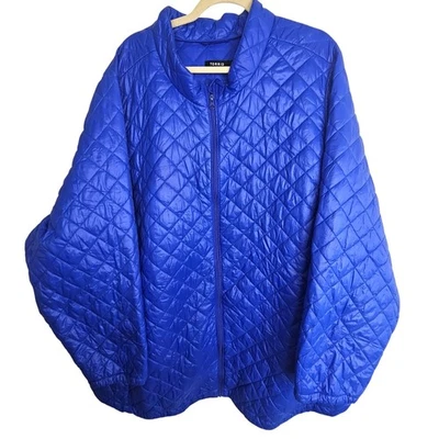 Chaqueta acolchada acolchada acolchada para mujer Torrid cremallera completa talla grande 6X azul Gorpcore aislada Foto 1 de 4