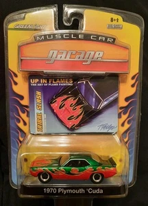 Greenlight GREEN MACHINE 1970 Plymouth 'Cuda Muscle Car Garage Flames c.2008 - Picture 1 of 5