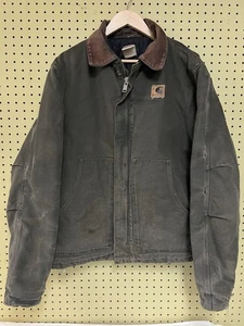 1998 Carhartt J22 HTG Hunter Green Jacket Large L Faded Distressed Thrashed - Picture 1 of 17