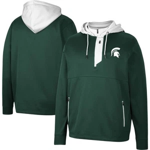 Men's Colosseum Green Michigan State Spartans Luge 3.0 Quarter-Zip Hoodie - Picture 1 of 3