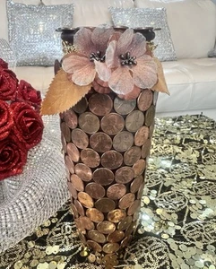 Glass Penny Vase, great for home decor / fresh flowers vase - Picture 1 of 8