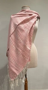 Mexican Rebozo Patzcuaro Pink White Fish Rosa Blanco Pescado Purepecha Wrap - Picture 1 of 7