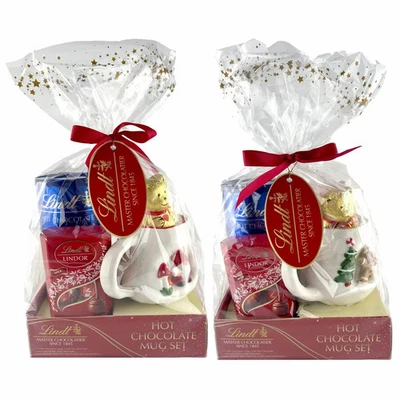 Lindt Hot Chocolate Mug Set in 2 Options (Gingerbread Man Or Santa)