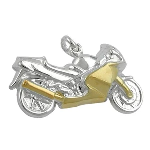 Anhänger 15x27mm Motorrad bicolor, Silber 925 - Bild 1 von 2