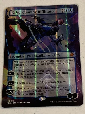 mtg mana foil borderless Kaito Cunning Infiltrator, Foundations, unplayed - Image 1 of 3