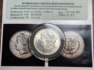 1888-O $1 Morgan Silver Dollar Vintage NCI Photocert. Attractive Coin! - Picture 1 of 4
