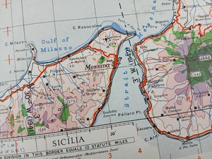 Mapa original de la Segunda Guerra Mundial RAF de ITALIA titulado "MESSINA" (RETIRADA ALEMANA DE SICILIA) - Imagen 1 de 18