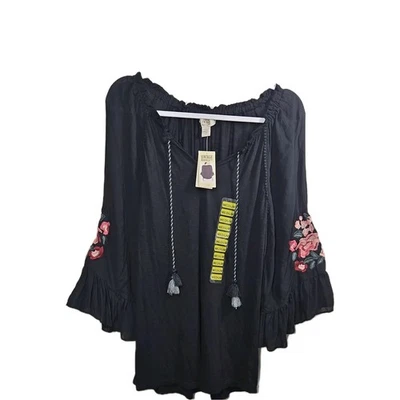 NUEVO CON ETIQUETAS Camisa America Blues Valerie Mujer Omed Bordada Floral Boho Foto 1 de 4