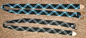 2 BELTS MACRAME CORD WOMEN TEENS CASUAL SPORT ADJUSTABLE MINT BLUE/BLK, BLK/GREY - Picture 1 of 7