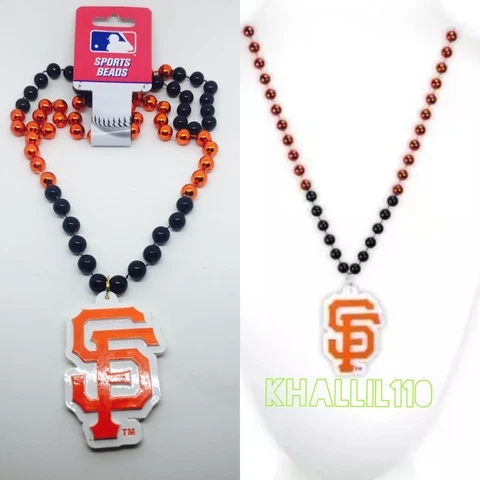 MLB San Francisco Giants Mardi Gras Beads With Medallion Baseball Necklace Cover