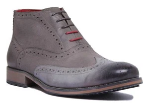 Justin Reece England Bruno A-Mid Brogue Zip On Side Mens Boot In Grey UK 6 - 14 - Picture 1 of 6