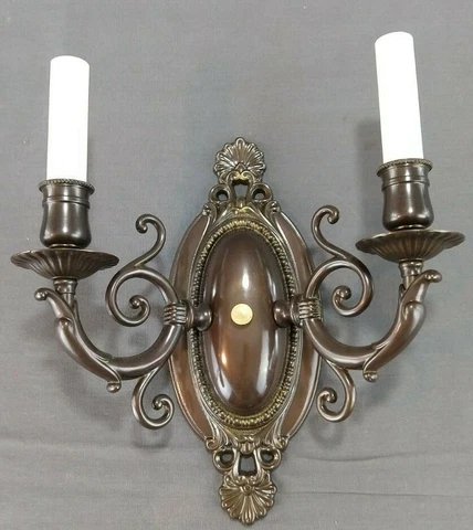 Vintage Crescent Brass Co Bronzed Brass 2 Light  Electric Wall Sconce Cover