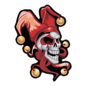 Joker Face With Red Jester Hat Patch, Biker Back Patches - Picture 1 of 3