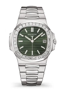 Patek Philippe 5711/1300A Nautilus Olive Green Dial Diamond Baguette - Picture 1 of 6