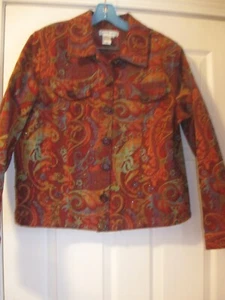 Coldwater Creek Women's Size L Floral Tapestry Beaded Jacket Paisley Boho Hippie - Picture 1 of 4