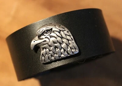 Lederarmband mit Adlerkopf, Leder, Druckknopf, diverse Längen Indianerschmuck,  - Bild 1 von 4