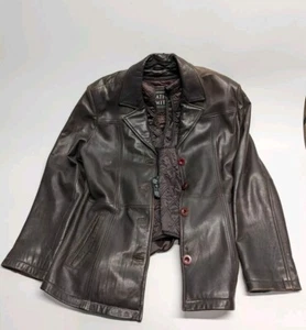 Leather Limited Womens Brown Collared Long Sleeve Button Front Jacket Size L - Bild 1 von 8