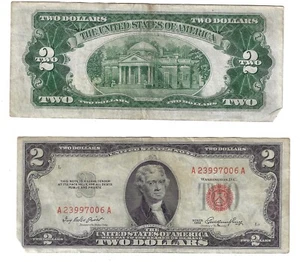 2 Dollars 1953 United States Banknote Red Seal # 380 - Picture 1 of 3