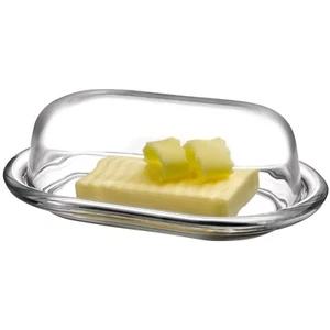 Large Clear Glass Butter Dish with Lid Perfect for Serving Dishwasher Safe - Picture 1 of 6