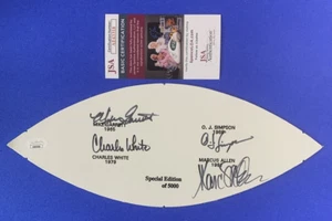 USC Heisman Signed Football Panel 4 Auto OJ Simpson Marcus Allen JSA AE43318 - Picture 1 of 4