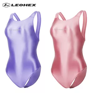 LEOHEX Women Sexy Satin Glossy Swimwear One Piece Monokini High Cut Bathing Suit - Picture 1 of 55