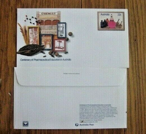 AUSTRALIA  PHARMACEUTICAL EDUCATION PHARMACY SCIENCE UNUSED PRESTAMPED ENVELOPE Cover