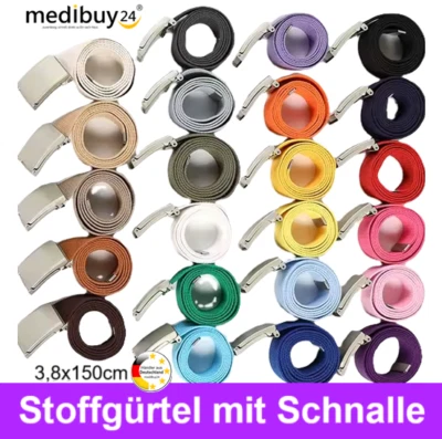 MEDIBUY24 Stoffgürtel mit Schnalle Canvas Automatik Gürtel 3,8 x 150cm Jeans Arbeitsgürtel