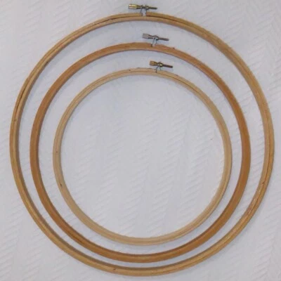 LOT 3 EMBROIDERY HOOPS WOOD 8 10 12" METAL CROCHET SEW PUNCH NEEDLE CROSS STITCH - Image 1 of 4