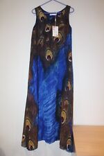 Fashionable Long Maxi Dress - Blue Peacock Feather Pattern (New with tag)