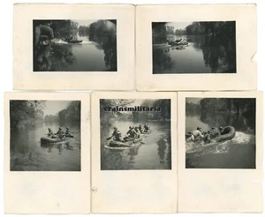 5x Orig. Foto ^^ Polizei Pionier Schlauchboot auf Seine b. PARIS Frankreich 1941 - Bild 1 von 1