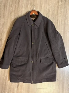 mens valente Italian made cashmere/wool XL overcoat fullzip & button brwn Trench - Picture 1 of 16