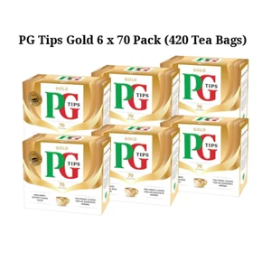 PG Tips Gold Tea Bags 6 x 70 Pack (420 Bags) Rich and Velvety Black Tea - Picture 1 of 6