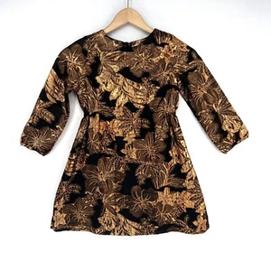 Rita Co Rita Kids Designer Dress Girls Size 8 Black and Copper Foil Flowers - Picture 1 of 11