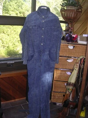 Macacão jeans FREE PEOPLE WE THE FREE LISTRA DE GIZ NOVO SEM ETIQUETAS - Imagem 1 de 4