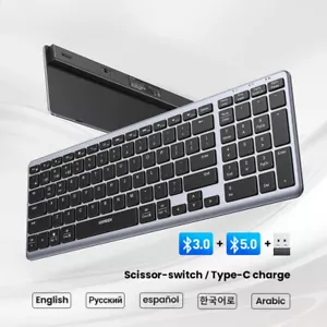 Keyboard Wireless Bluetooth 5.0 2.4G Russian/Korean/EN 99 Keycaps For MacBook - Picture 1 of 36