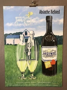 ABSINTHE Ad Poster, Homage A Grant Wood by artist John Pacovsky, New 19x26” - Picture 1 of 4