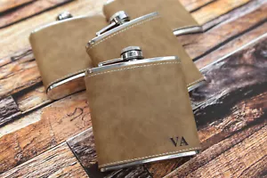 Personalised Hip Flask Engraved PU Leather - Best Man, Usher, Groom XxX - Picture 1 of 14