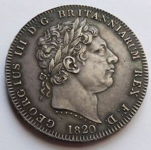 1820 Britain Crown XF+, Silver George III coin, British UK