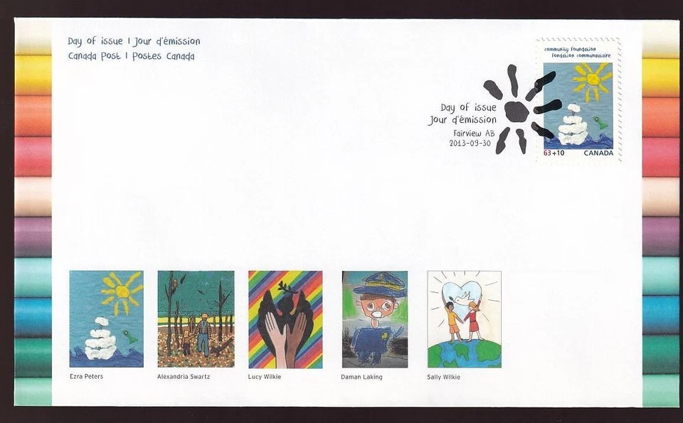 Fundación Comunitaria Canadá FDC 2013 (Envío/Sol) Semipostal sc#B20 Foto 1 de 1