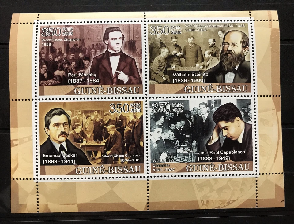 Steinitz / Lasker/ Capablanka / Morphy /Chess - stamps Guinea Bissau MNH** Alb.9 - Image 1 of 1