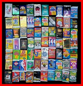 +250 Lote de tarjetas de fútbol americano de baloncesto vintage sin abrir en paquetes sellados - Imagen 1 de 10