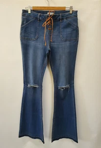 New York & Company Lace up, Lace Frontt Jeans, Flare, Size 8 NWT - Picture 1 of 14