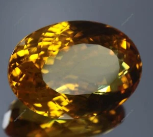 60 Ct CERTIFIED Natural Brazil Imperial Topaz Oval Yellow Cut Loose Gemstone - Picture 1 of 8